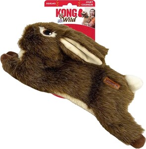 צעצוע לכלב KONG Wild מילוי נמוך – ארנב – צעצוע קטיפה עמיד עם מצפצף – מלית מינימלית בפחות בלגן – צעצוע לעיסה רך לכלבים קטנים, בינוניים וגדולים