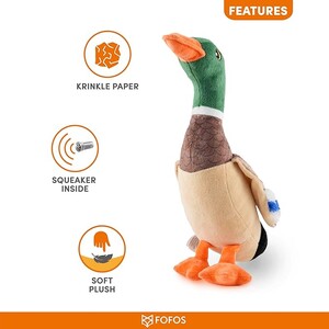 x Fofos Wild Duck Soft Squeaky Plush Dog Toy