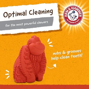 צעצוע לעיסה דנטלי לכלבים של Arm & Hammer לחיות מחמד Super Treadz גורילה קטנה, צעצועי לעיסה דנטליים לכלבים מפחיתים פלאק והצטברות אבנית ללא הברשה, לכלבים עד 11.3 ק